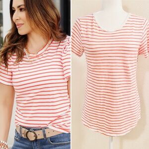 Old Navy Coral and White Striped Tee